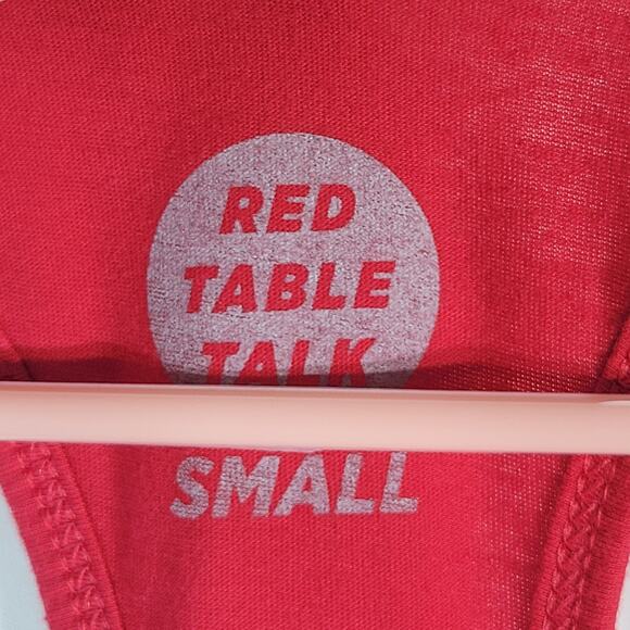 Red Table Talk Racerback Athleisure Workout Casual Comfy Tank Top Red White Sz S - Picture 6 of 6